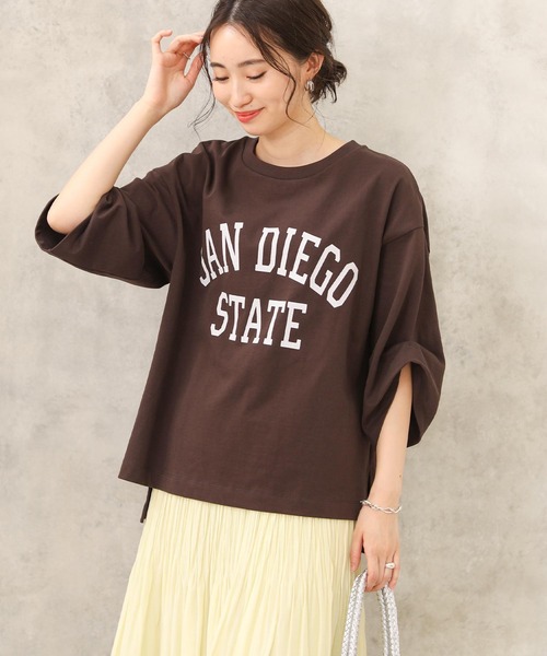 Gready Brilliant(グレディブリリアン)の「SANDIEGO5分袖(Tシャツ/カットソー・レディース・ブラウン/ダークネイビー・38)」の11枚目の写真