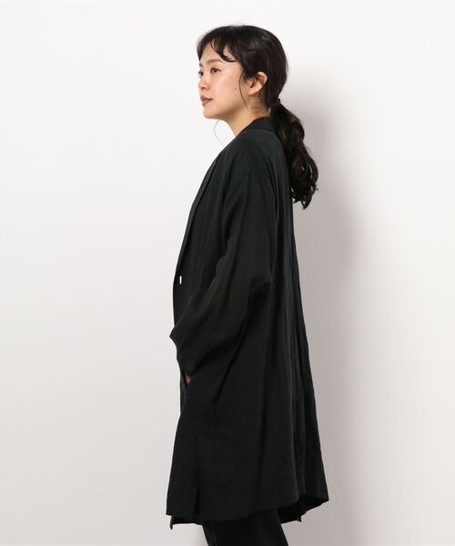 Plantation（プランテーション）の「リネンドッキング / コート/ L-line（チェスターコート・レディース・ブラック/ベージュ・02）」の3枚目の写真