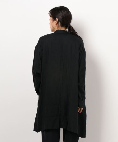 Plantation（プランテーション）の「リネンドッキング / コート/ L-line（チェスターコート・レディース・ブラック/ベージュ・02）」の5枚目の写真