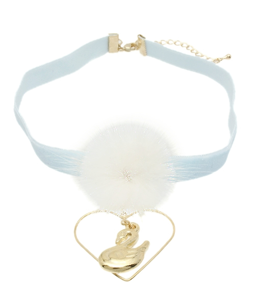 WEGO（ウィゴー）の「WEGO/ミンクスワンチョーカー（ネックレス・レディース・ホワイト/サックスブルー/ピンク・FREE）」の2枚目の写真