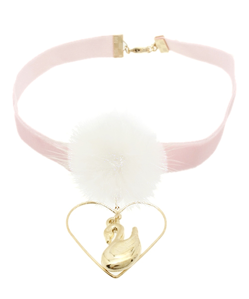 WEGO（ウィゴー）の「WEGO/ミンクスワンチョーカー（ネックレス・レディース・ホワイト/サックスブルー/ピンク・FREE）」の3枚目の写真