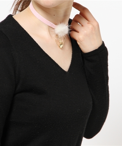 WEGO（ウィゴー）の「WEGO/ミンクスワンチョーカー（ネックレス・レディース・ホワイト/サックスブルー/ピンク・FREE）」の4枚目の写真