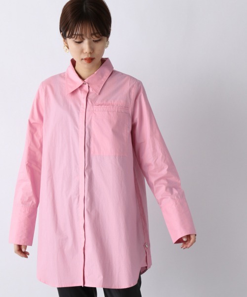 JEANASIS(ジーナシス)の「ムジガラロングレギュラーシャツ/958376(シャツ/ブラウス・レディース・ホワイト/ピンク/イエロー系その他/グレー系その他・FREE)」の4枚目の写真