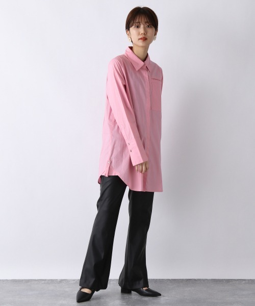 JEANASIS(ジーナシス)の「ムジガラロングレギュラーシャツ/958376(シャツ/ブラウス・レディース・ホワイト/ピンク/イエロー系その他/グレー系その他・FREE)」の7枚目の写真