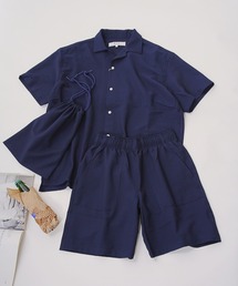 【セットアップ】【BLUE STANDARD/ブルースタンダード】シアサッカー無地オープンシャツ×ショートパンツ