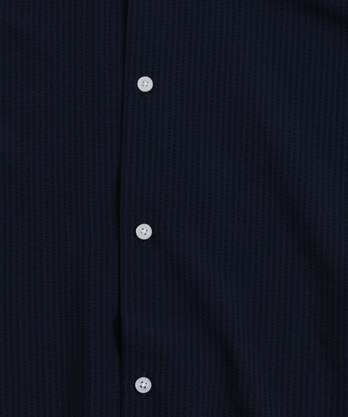 Blue Standard （ブルースタンダード）の「【セットアップ】【BLUE STANDARD/ブルースタンダード】シアサッカー無地オープンシャツ×ショートパンツ（セットアップ・メンズ・チャコールグレー/ネイビー/カーキ/アイボリー・MEDIUM/LARGE/X-LARGE）」の9枚目の写真