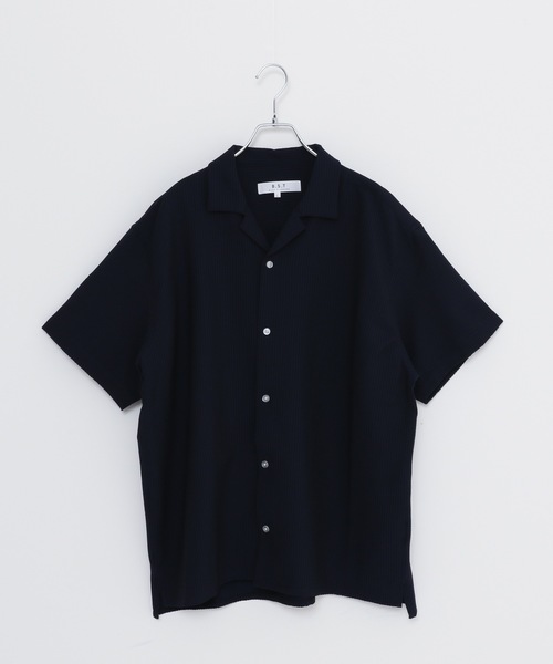 Blue Standard （ブルースタンダード）の「【セットアップ】【BLUE STANDARD/ブルースタンダード】シアサッカー無地オープンシャツ×ショートパンツ（セットアップ・メンズ・チャコールグレー/ネイビー/カーキ/アイボリー・MEDIUM/LARGE/X-LARGE）」の10枚目の写真