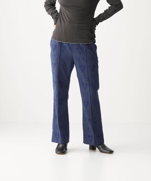 CITEN（シテン）の「＜CITEN（シテン）＞ジャカード フレア イージー パンツ（その他パンツ・レディース・ネイビー/ベージュ・FREE）」の4枚目の写真