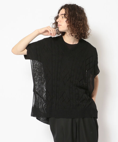 LUSOR（ルーソル）の「LUSOR（ルーソル）リネンニットベスト（ニット/セーター・メンズ・ブラック/ベージュ・FREE）」の2枚目の写真