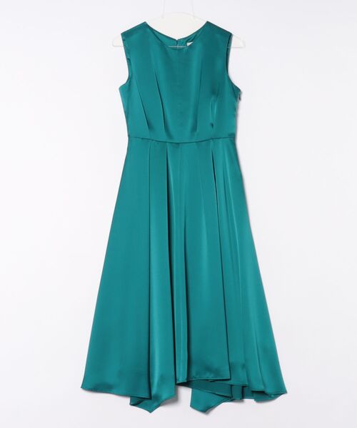 セール】サテンタックアシンメトリースカートパーティードレス（ドレス