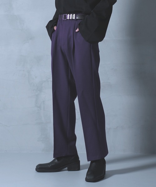 G.O.C（ジーオーシー）の「TR ストレート タック スラックス パンツ（スラックス・メンズ・ブラック/ベージュ/パープル/ブラウン/グレー/ブルー/ブラウン系その他/グレイッシュベージュ/ワイン/ダークグリーン/オフホワイト・SMALL/MEDIUM/LARGE）」の10枚目の写真