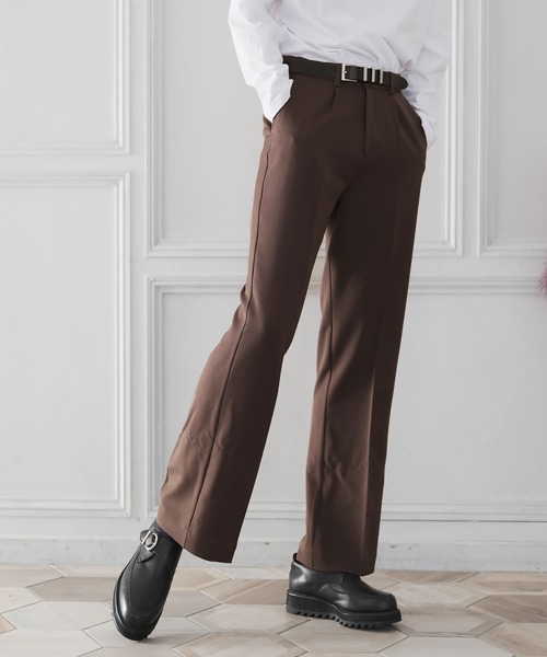 G.O.C（ジーオーシー）の「TR ストレート タック スラックス パンツ（スラックス・メンズ・ブラック/ベージュ/パープル/ブラウン/グレー/ブルー/ブラウン系その他/グレイッシュベージュ/ワイン/ダークグリーン/オフホワイト・SMALL/MEDIUM/LARGE）」の5枚目の写真