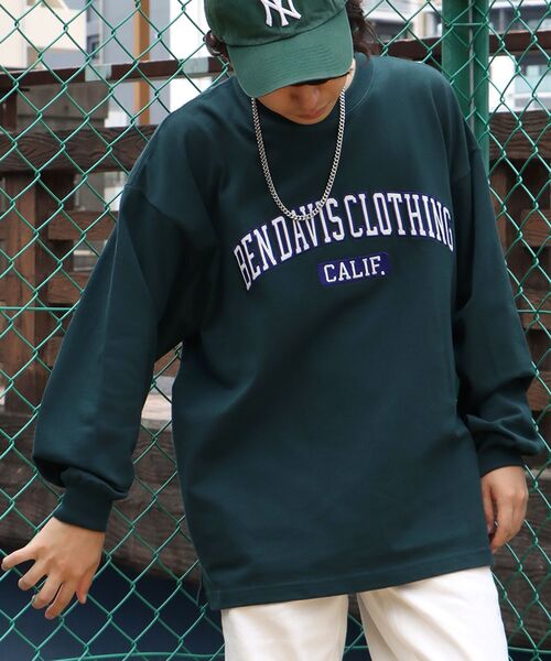BEN DAVIS(ベンデイビス)の「【BEN DAVIS(ベンデイビス)】≪NAVAL別注≫ FRONT LOGO WAPPEN HEAVY LONG SLEEVE T / フロント ロゴワッペン ヘビーウェイト ロンT(Tシャツ/カットソー・メンズ・グリーン系その他/ホワイト/ネイビー・MEDIUM/LARGE/X-LARGE)」の1枚目の写真