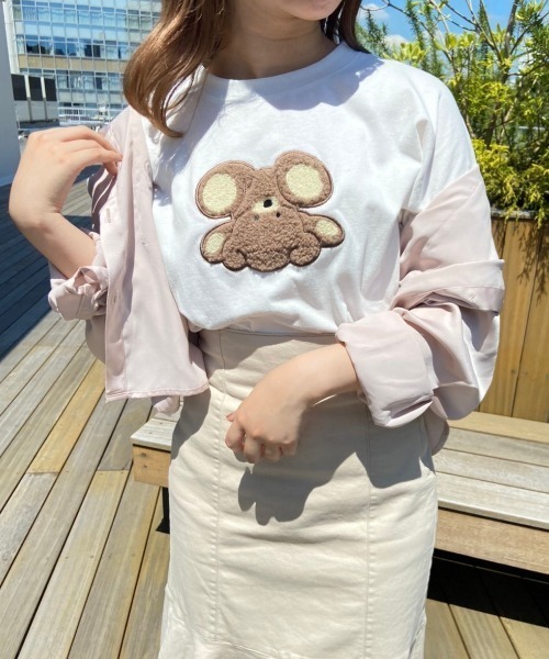 one after another NICE CLAUP(ワンアフターアナザーナイスクラップ)の「アソートビックTシャツ(Tシャツ/カットソー・レディース・ホワイト/オフホワイト/ホワイト系その他/チャコール・FREE)」の1枚目の写真