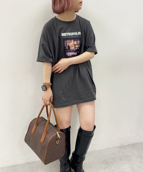 one after another NICE CLAUP(ワンアフターアナザーナイスクラップ)の「アソートビックTシャツ(Tシャツ/カットソー・レディース・ホワイト/オフホワイト/ホワイト系その他/チャコール・FREE)」の5枚目の写真