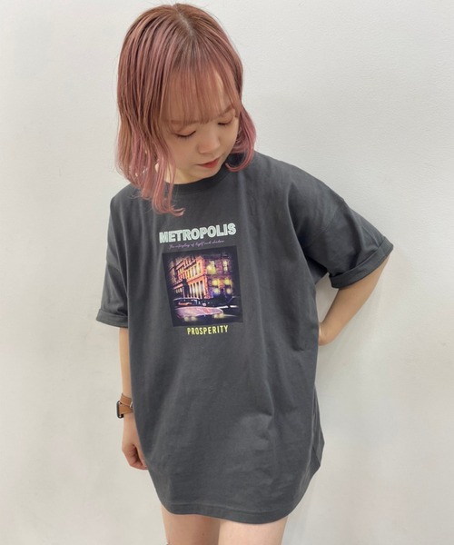 one after another NICE CLAUP(ワンアフターアナザーナイスクラップ)の「アソートビックTシャツ(Tシャツ/カットソー・レディース・ホワイト/オフホワイト/ホワイト系その他/チャコール・FREE)」の9枚目の写真