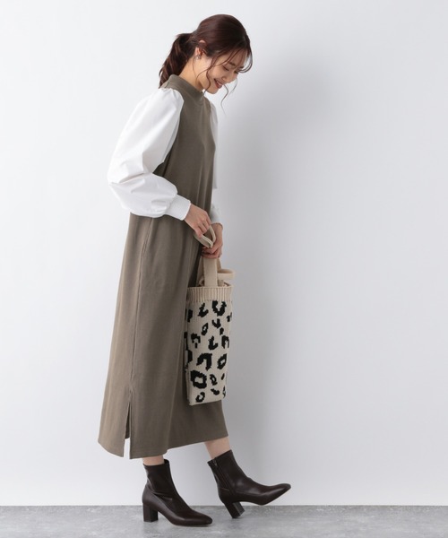 GLOBAL WORK(グローバルワーク)の「袖布帛ドッキングワンピース/215916(ワンピース・レディース・ブラック/グレー系その他6/ブラウン系その他6・FREE)」の8枚目の写真