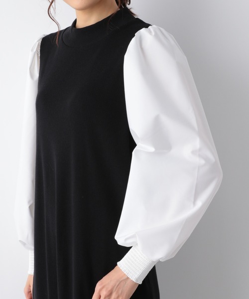 GLOBAL WORK(グローバルワーク)の「袖布帛ドッキングワンピース/215916(ワンピース・レディース・ブラック/グレー系その他6/ブラウン系その他6・FREE)」の14枚目の写真