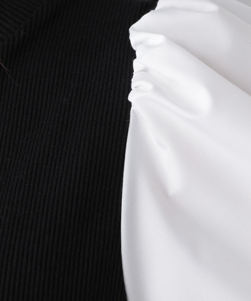 GLOBAL WORK(グローバルワーク)の「袖布帛ドッキングワンピース/215916(ワンピース・レディース・ブラック/グレー系その他6/ブラウン系その他6・FREE)」の4枚目の写真