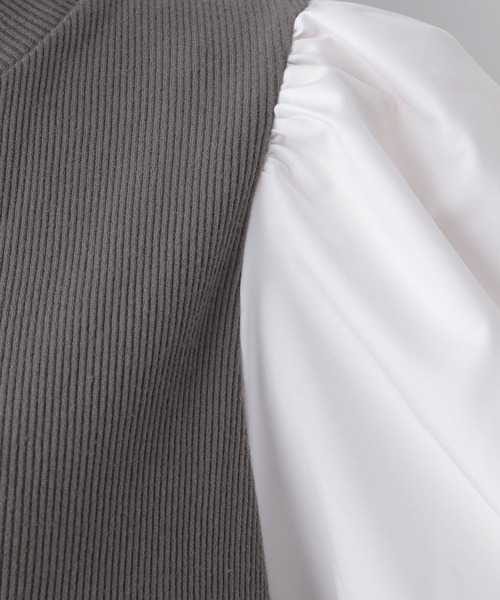 GLOBAL WORK(グローバルワーク)の「袖布帛ドッキングワンピース/215916(ワンピース・レディース・ブラック/グレー系その他6/ブラウン系その他6・FREE)」の6枚目の写真