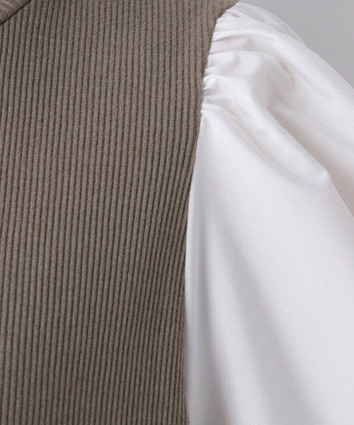 GLOBAL WORK(グローバルワーク)の「袖布帛ドッキングワンピース/215916(ワンピース・レディース・ブラック/グレー系その他6/ブラウン系その他6・FREE)」の16枚目の写真