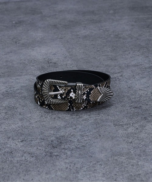 Ellno Loset（エルノロゼット）の「ウエスタンベルト（ベルト・メンズ・パイソン/ブラック・FREE）」の2枚目の写真