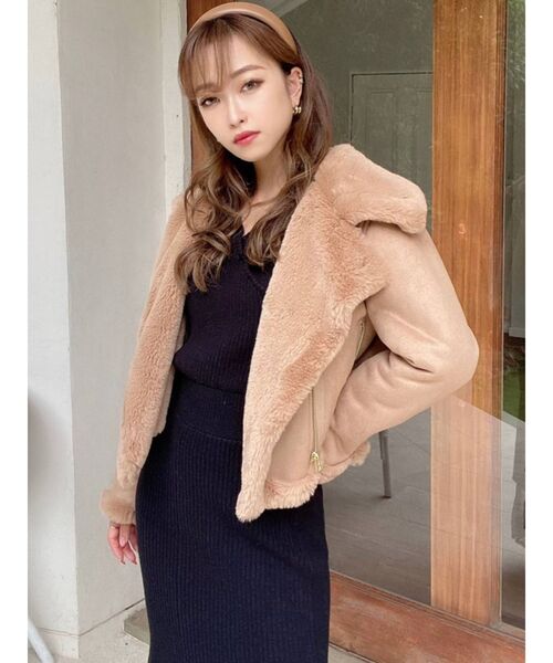 RESEXXY（リゼクシー）の「フェイクムートンブルゾン（ブルゾン・レディース・ブラック/ベージュ/キャメル・FREE）」の14枚目の写真