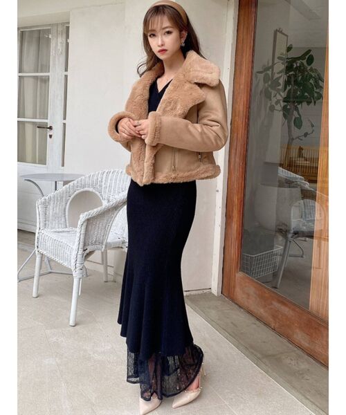 RESEXXY（リゼクシー）の「フェイクムートンブルゾン（ブルゾン・レディース・ブラック/ベージュ/キャメル・FREE）」の16枚目の写真