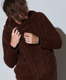【NO ID.】Shaggy Knit Fly-Front Hooded Coat / シャギー ニット フライフロント フーデッド コート