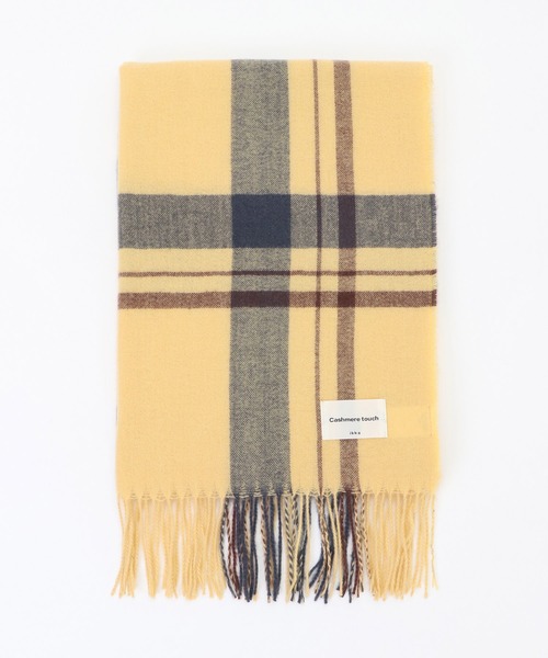 ikka（イッカ）の「カシミヤタッチチェックマフラー（マフラー・レディース・ネイビー/グレー/オフホワイト/イエロー/グリーン・FREE）」の9枚目の写真