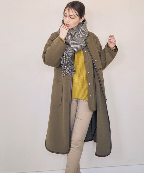 ikka（イッカ）の「カシミヤタッチチェックマフラー（マフラー・レディース・ネイビー/グレー/オフホワイト/イエロー/グリーン・FREE）」の18枚目の写真