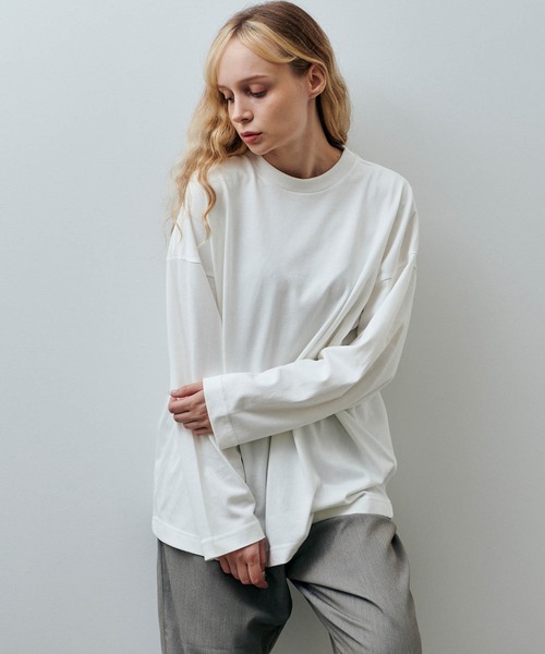 CLEL(クレイル)の「【CLEL】Loose Sleeve Over Long Tee / ルーズスリーブオーバーロングTシャツ(Tシャツ/カットソー・メンズ・ホワイト/チャコールグレー/グレイッシュベージュ・S/M/XS)」の10枚目の写真