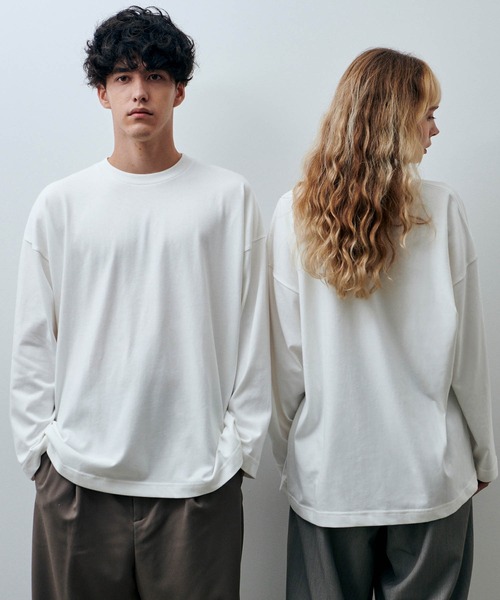 CLEL(クレイル)の「【CLEL】Loose Sleeve Over Long Tee / ルーズスリーブオーバーロングTシャツ(Tシャツ/カットソー・メンズ・ホワイト/チャコールグレー/グレイッシュベージュ・S/M/XS)」の4枚目の写真