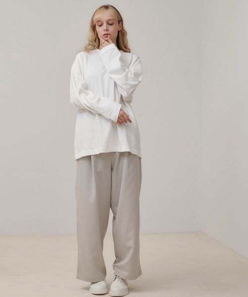 CLEL(クレイル)の「【CLEL】Loose Sleeve Over Long Tee / ルーズスリーブオーバーロングTシャツ(Tシャツ/カットソー・メンズ・ホワイト/チャコールグレー/グレイッシュベージュ・S/M/XS)」の5枚目の写真