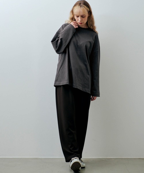 CLEL(クレイル)の「【CLEL】Loose Sleeve Over Long Tee / ルーズスリーブオーバーロングTシャツ(Tシャツ/カットソー・メンズ・ホワイト/チャコールグレー/グレイッシュベージュ・S/M/XS)」の12枚目の写真