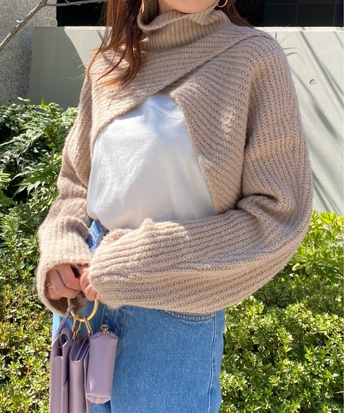 StyleSea（スタイルシー）の「ハイネックアームウォーマーニット プルオーバー（ニット/セーター・レディース・グレー/アイボリー/ブラック/グレイッシュベージュ/ベージュ系/イエロー系/チャコール・FREE/MEDIUM）」の20枚目の写真