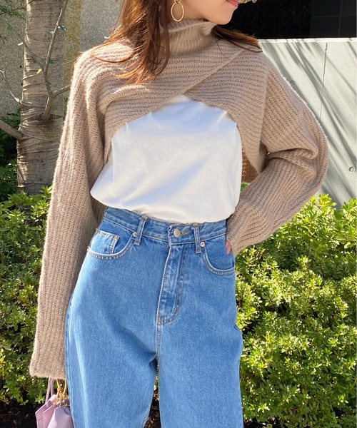 StyleSea（スタイルシー）の「ハイネックアームウォーマーニット プルオーバー（ニット/セーター・レディース・グレー/アイボリー/ブラック/グレイッシュベージュ/ベージュ系/イエロー系/チャコール・FREE/MEDIUM）」の18枚目の写真