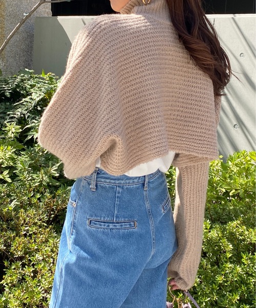 StyleSea（スタイルシー）の「ハイネックアームウォーマーニット プルオーバー（ニット/セーター・レディース・グレー/アイボリー/ブラック/グレイッシュベージュ/ベージュ系/イエロー系/チャコール・FREE/MEDIUM）」の21枚目の写真