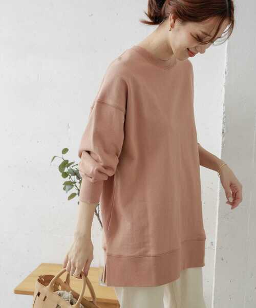 URBAN RESEARCH DOORS（アーバンリサーチドアーズ）の「『UR TECH』スウェットチュニック（スウェット・レディース・ライトベージュ/ネイビー/ピンク・ONE）」の3枚目の写真