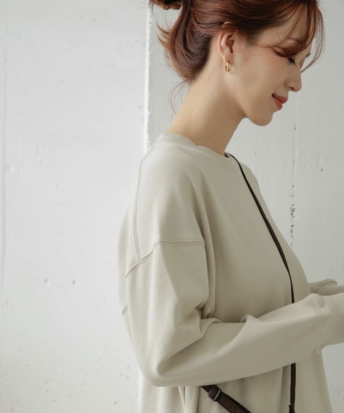 URBAN RESEARCH DOORS（アーバンリサーチドアーズ）の「『UR TECH』スウェットチュニック（スウェット・レディース・ライトベージュ/ネイビー/ピンク・ONE）」の6枚目の写真