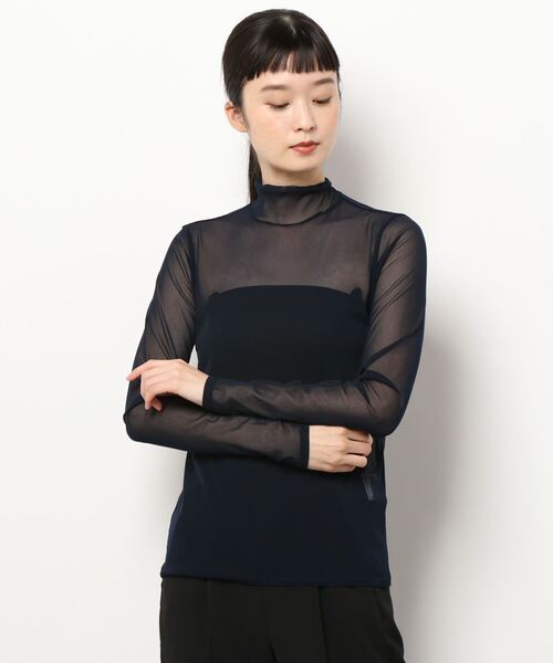 MADEMOISELLE ROPE'(マドモアゼル ロペ)の「【KLOKE】シアータートルネックカットソー(Tシャツ/カットソー・レディース・ネイビー/キナリ・FREE)」の2枚目の写真