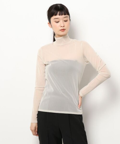MADEMOISELLE ROPE'(マドモアゼル ロペ)の「【KLOKE】シアータートルネックカットソー(Tシャツ/カットソー・レディース・ネイビー/キナリ・FREE)」の1枚目の写真