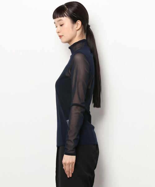 MADEMOISELLE ROPE'(マドモアゼル ロペ)の「【KLOKE】シアータートルネックカットソー(Tシャツ/カットソー・レディース・ネイビー/キナリ・FREE)」の3枚目の写真