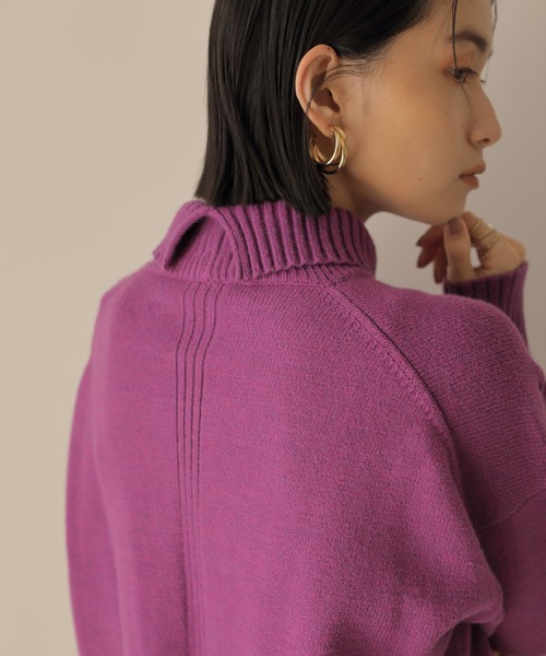 ReNorm（リノーム）の「センターリブハイネックニット（ニット/セーター・レディース・パープル/ライトベージュ・フリー）」の12枚目の写真