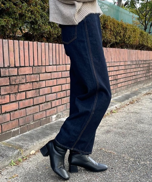 INTER FACTORY(インターファクトリー)の「ファッションインフルエンサー aiko - ハイウエストデニムパンツ made in INTER FACTORY(デニムパンツ・レディース・ネイビー・SMALL/MEDIUM)」の4枚目の写真