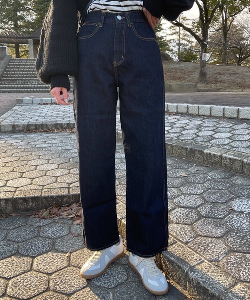 INTER FACTORY(インターファクトリー)の「ファッションインフルエンサー aiko - ハイウエストデニムパンツ made in INTER FACTORY(デニムパンツ・レディース・ネイビー・SMALL/MEDIUM)」の16枚目の写真