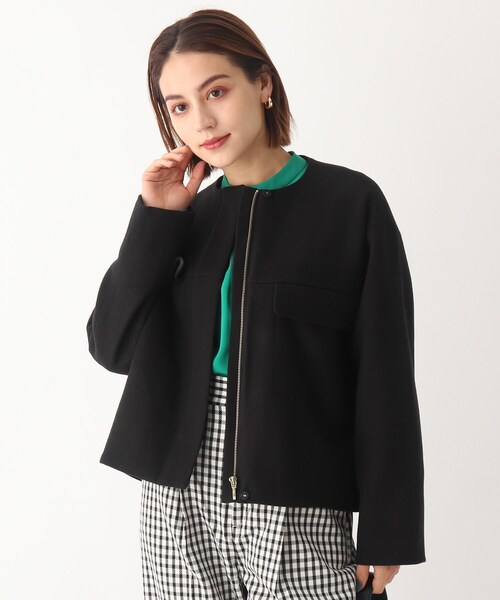 AG by aquagirl（エージーバイアクアガール）の「◆ライトジャージメルトンノーカラーブルゾン【WEB限定サイズ】（ブルゾン・レディース・ブラック/ナチュラル/ブラウン系その他・36/38/40）」の2枚目の写真