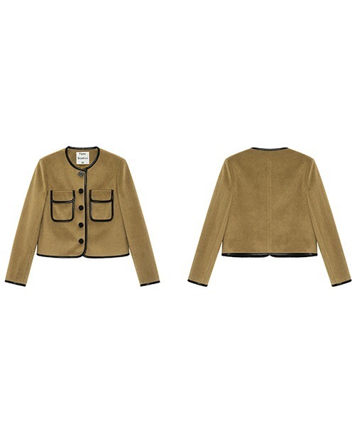 Fano Studios(ファノ ストゥディオズ)の「【Fano Studios】Leather piping collarless short jacket FD21W130(ノーカラージャケット・レディース・ブラウン・M/S/L)」の12枚目の写真