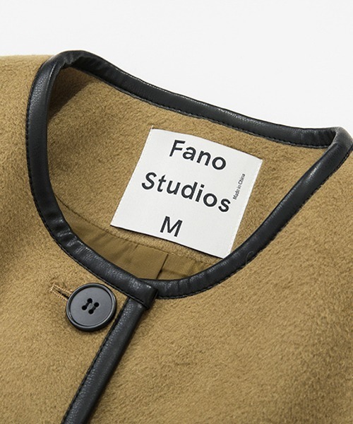 Fano Studios(ファノ ストゥディオズ)の「【Fano Studios】Leather piping collarless short jacket FD21W130(ノーカラージャケット・レディース・ブラウン・M/S/L)」の14枚目の写真
