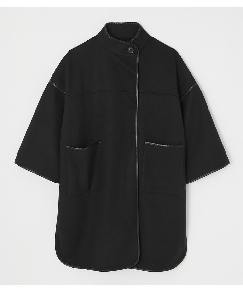 AZUL by moussy(アズールバイマウジー)の「COLLARLESS PONCHO COAT/カラーレスポンチョコート(ポンチョ・レディース・ライトブラウン/ブラック・FREE)」の1枚目の写真